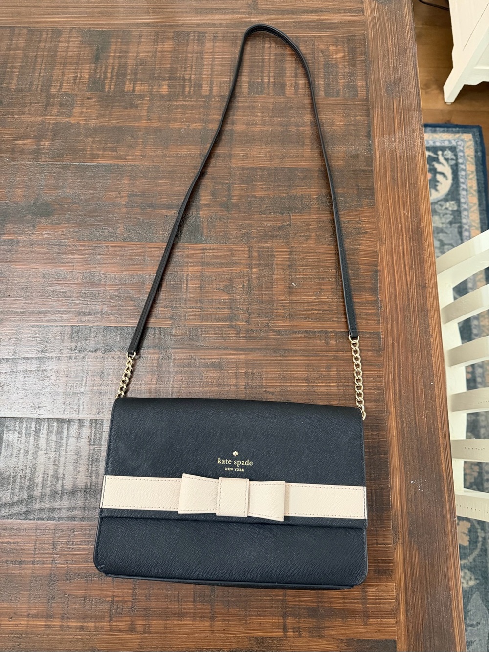 kate spade Black Crossbody with Cream Bow Detail